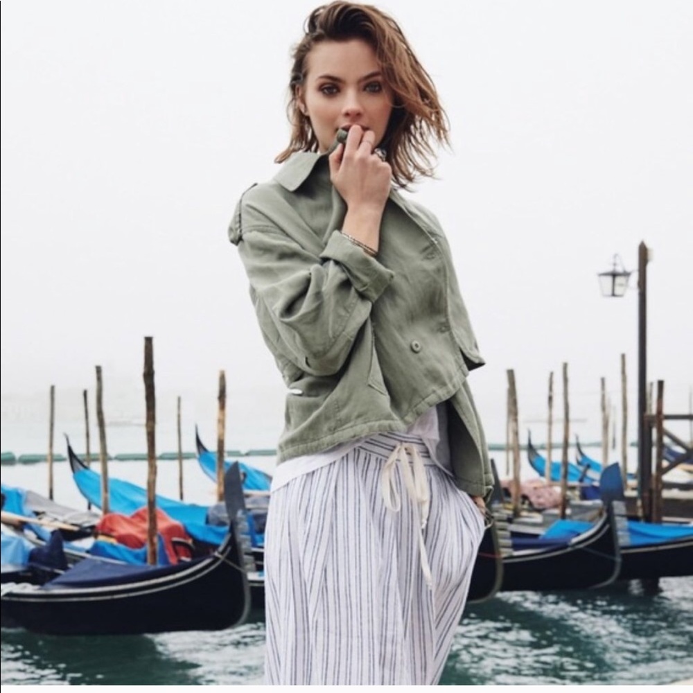 Rails Barclay Military Crop jacket blazer sage M